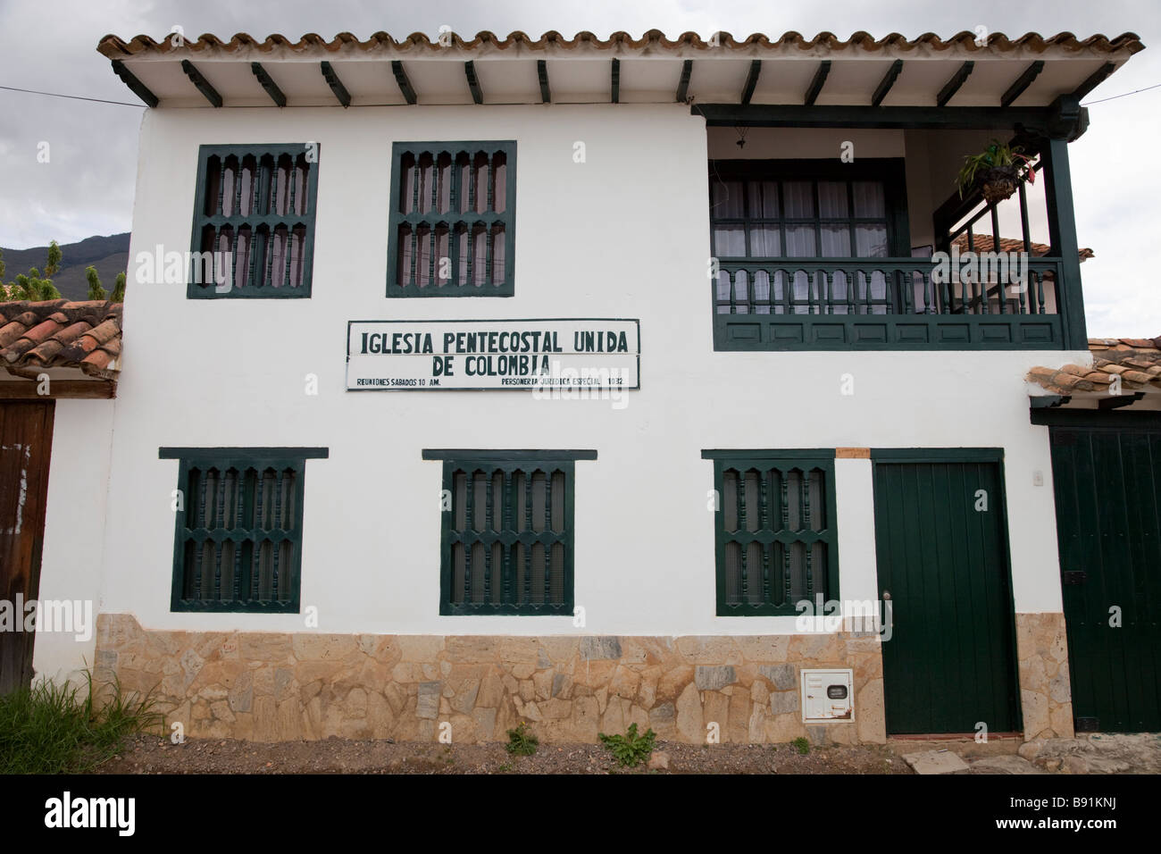 Chiesa Pentecostale in Villa de Leyva, Colombia Foto Stock