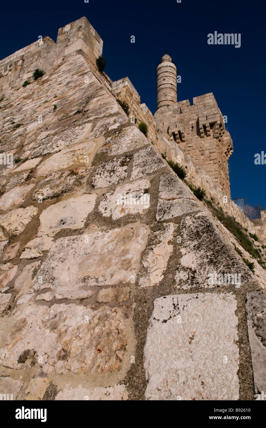 La Torre fortificata di David, noto anche come la cittadella di Gerusalemme nel bordo occidentale della città vecchia di Gerusalemme Est Israele Foto Stock