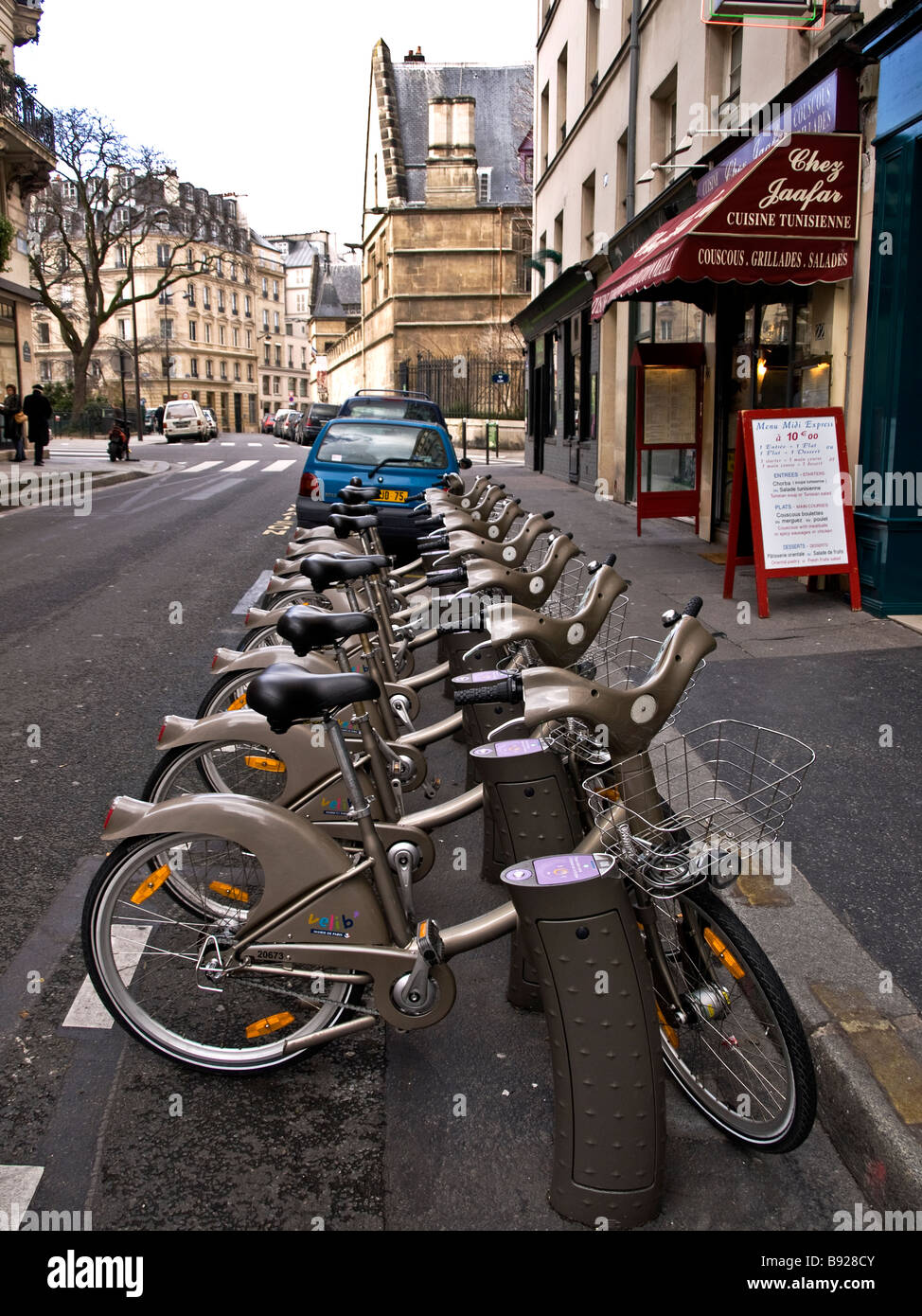 Self service noleggio bici sistema in Parigi Francia Foto Stock