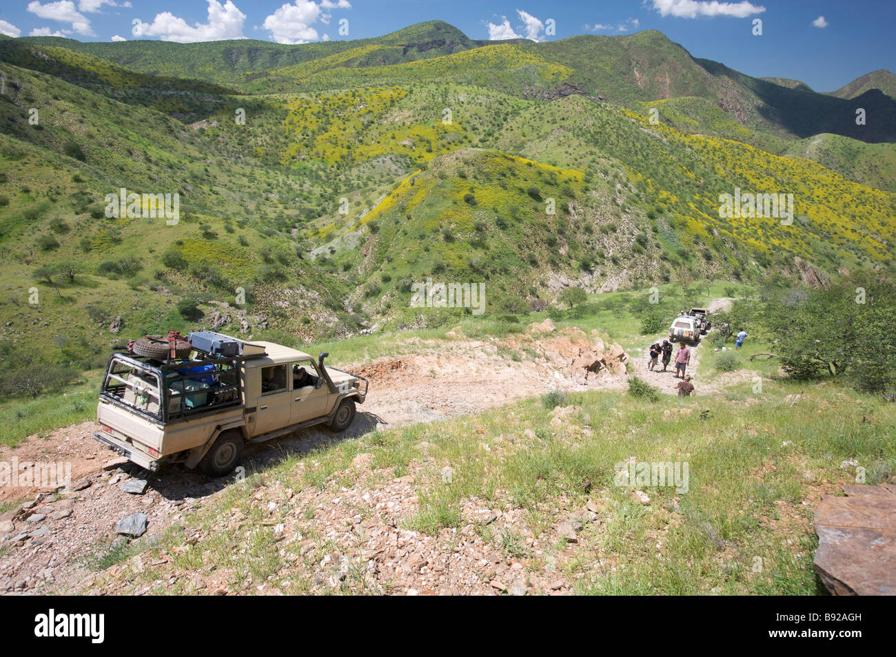 4x4 negoziando Van Zyls Pass van Zyl s Pass Kaokoland Namibia Foto Stock