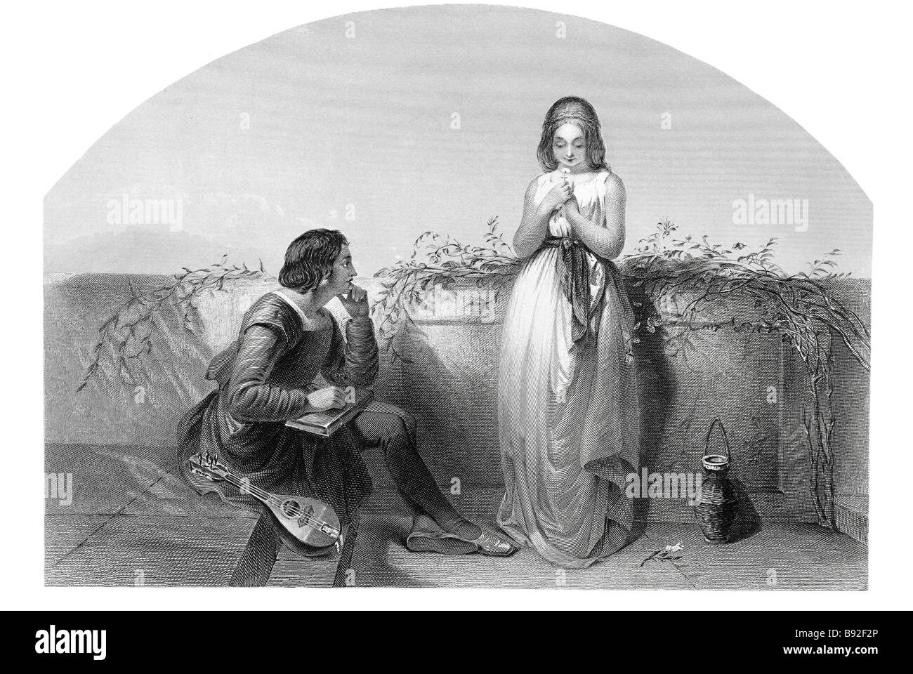 Primo amore Joseph John Jenkins 1811 1885 Romance Lady Donna Uomo musica seduto Foto Stock