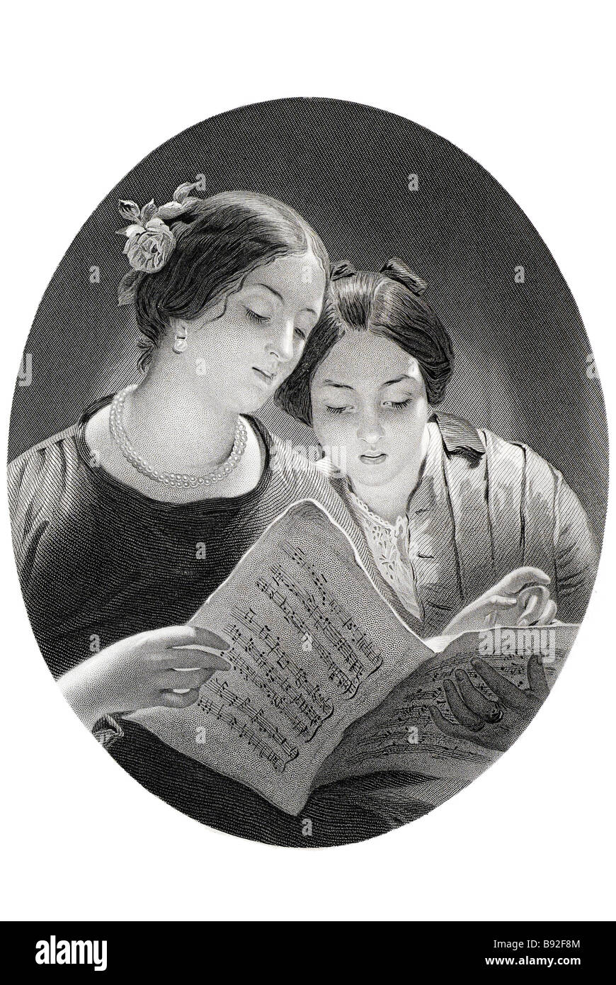 La polvere del foglio di musica libro Ragazza donna collana di perle abito James Sant Foto Stock