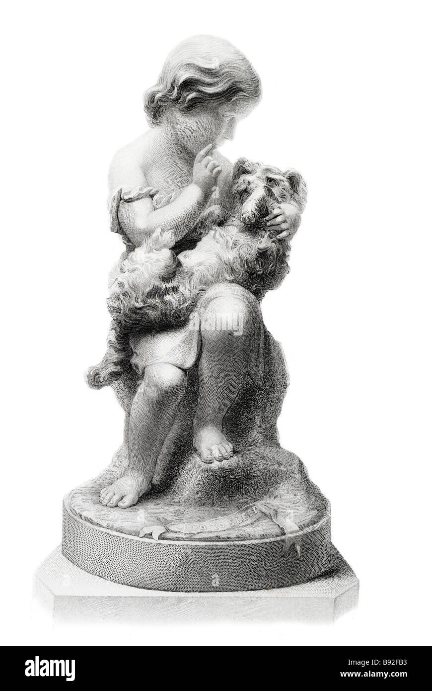 Andare a dormire Ercole bambino allegro cane terrier Joseph Durham (1814-1877) lo scultore Joseph Durham è principalmente degni di nota per il suo un Foto Stock