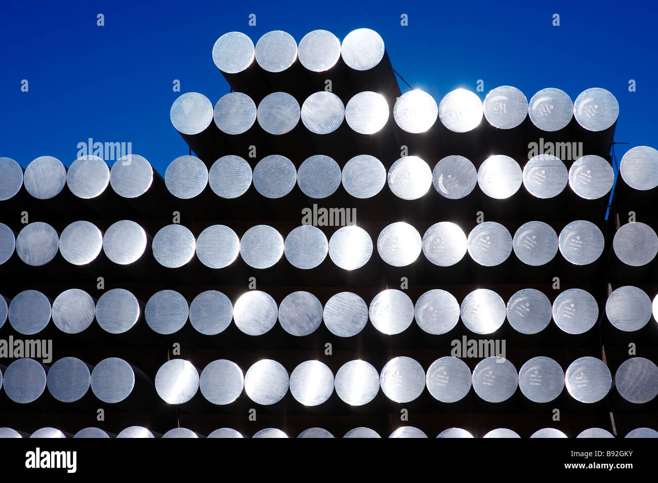 Aste in alluminio Foto Stock