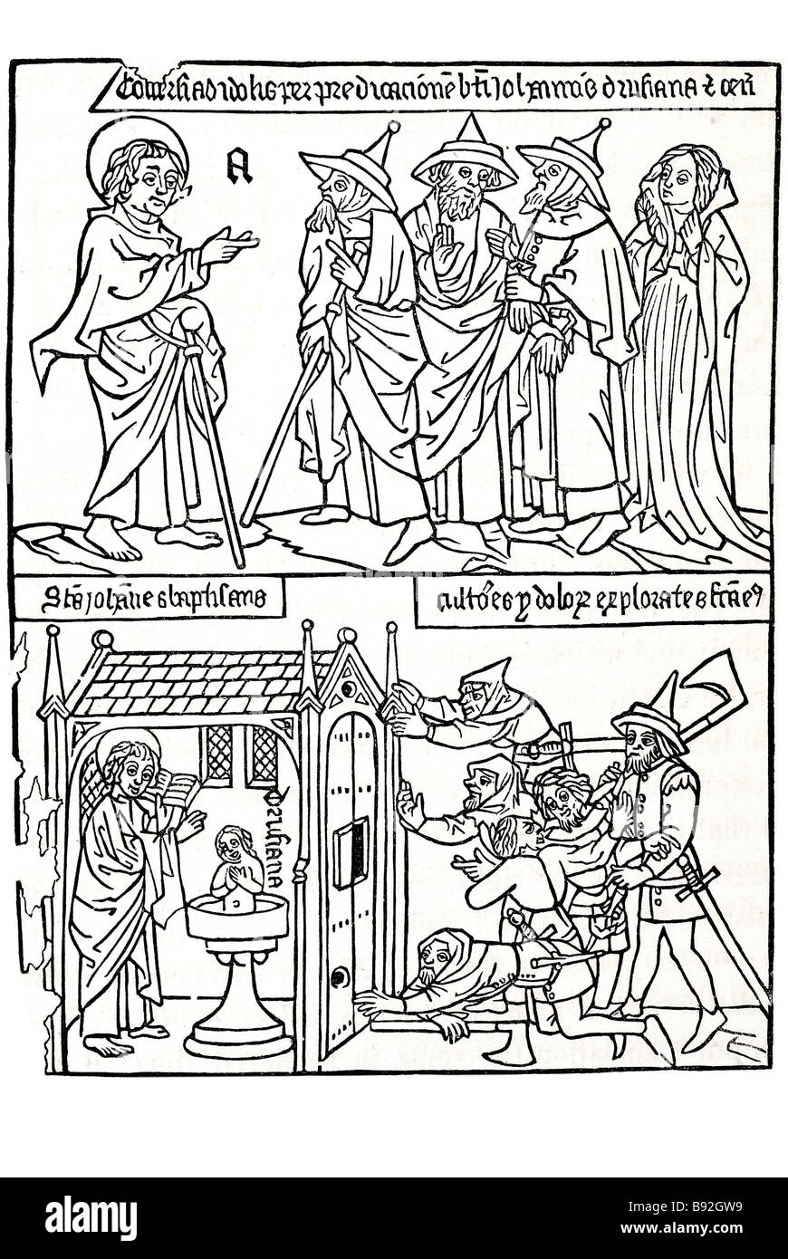 St John drusiana preist vescovo benedizione christen religione san battista cappella proselito idolo di culto Foto Stock