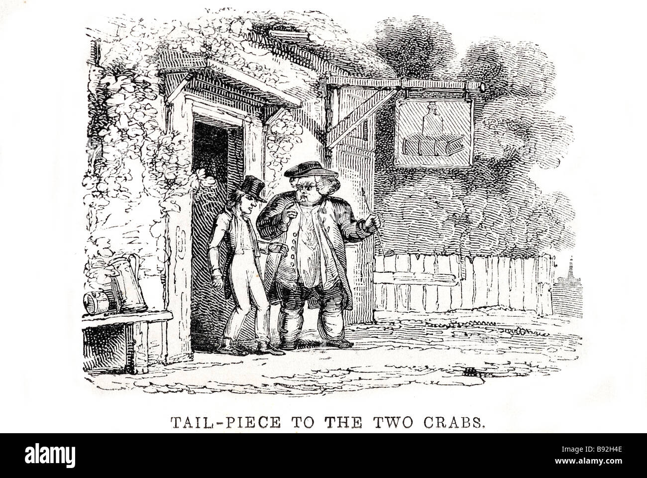 Cordiera per due granchi inn pub public house periodo dress garden beer uomini drunck bere alcool inebriati tradizionali Foto Stock