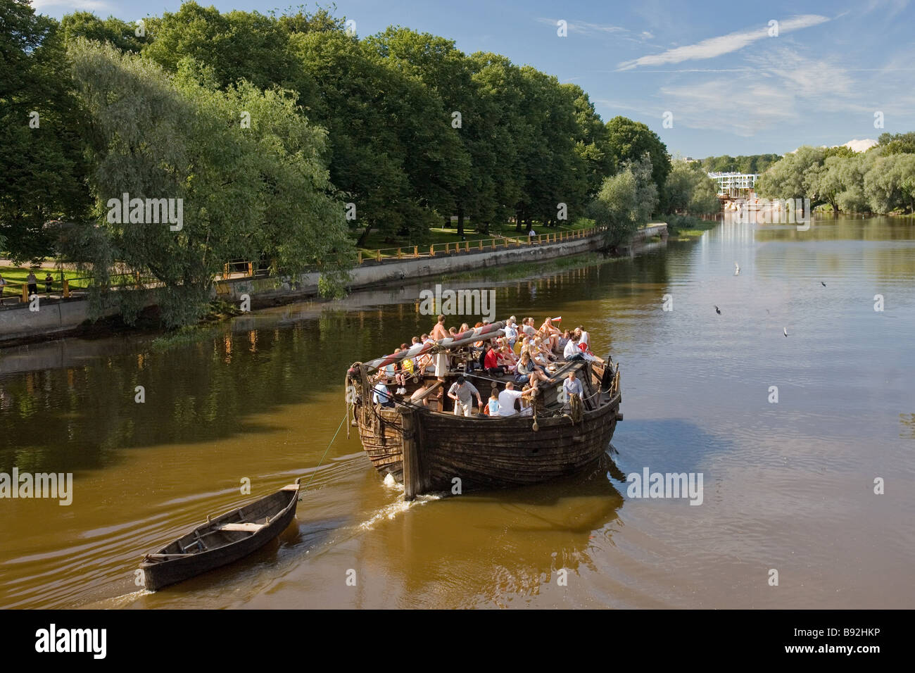 Hanseatic Vela Jõmmu Chiatta sul fiume Emajõgi, Tartu Hanseatic Days 2008, Estonia, Europa Foto Stock