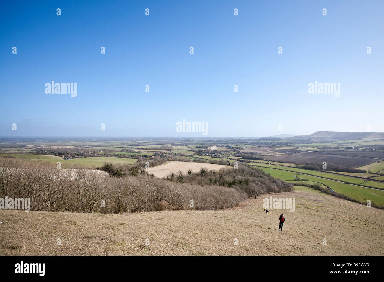 Walkers sul South Downs. Vicino a Glynde, East Sussex, England, Regno Unito Foto Stock