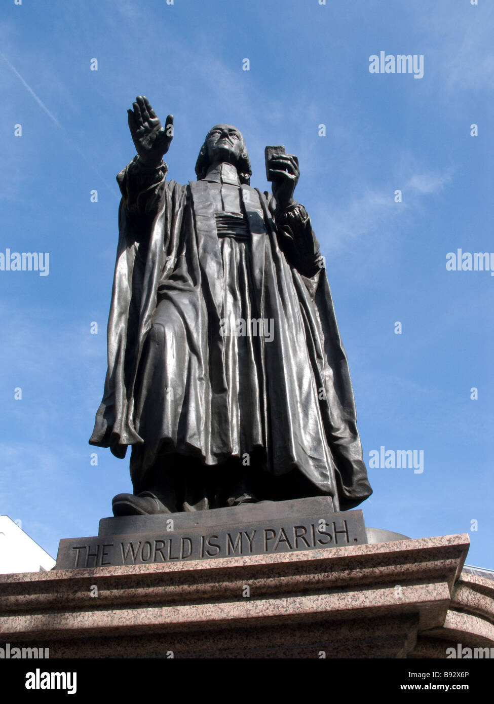 John Wesley statua, Wesley Chapel e museo, Old Street, Londra Foto Stock