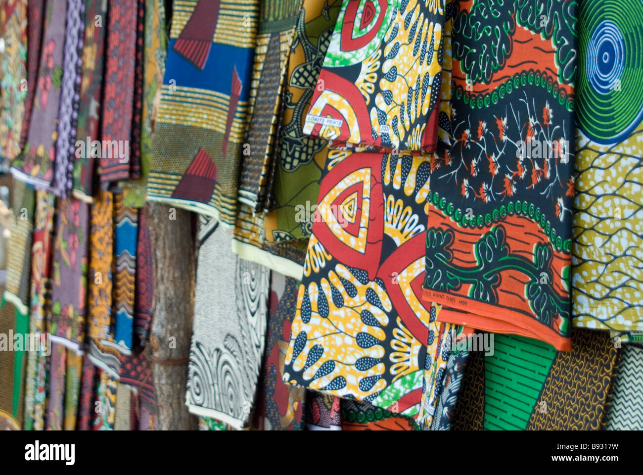 Tessuto di mercato in stallo Livingstone, Zambia Foto Stock