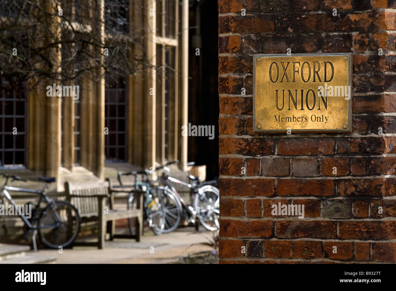 Ingresso alla famosa Oxford Unione discutendo Hall, Oxford Foto Stock