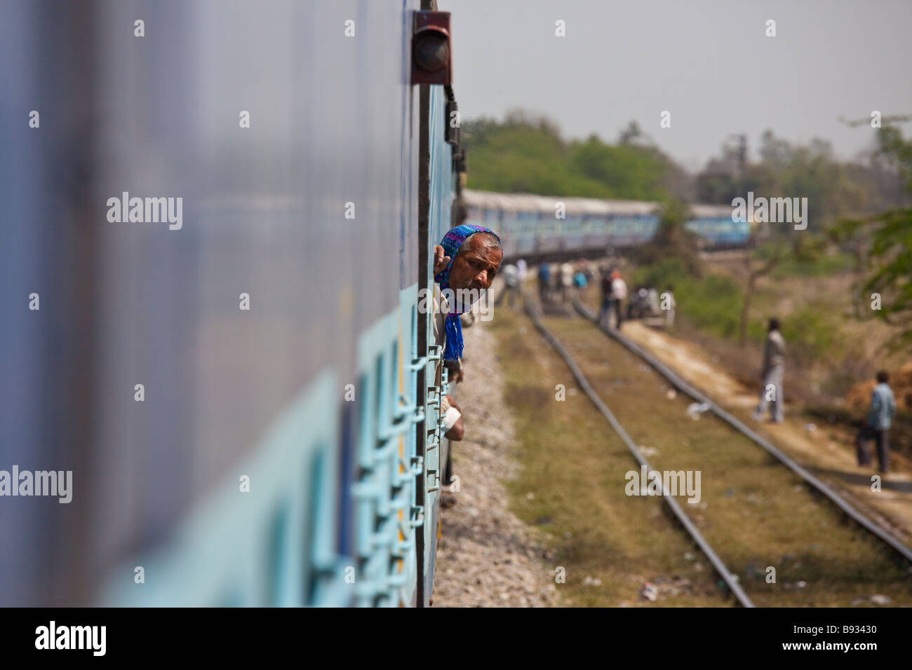 Treno indiano in Uttar Pradesh India Foto Stock