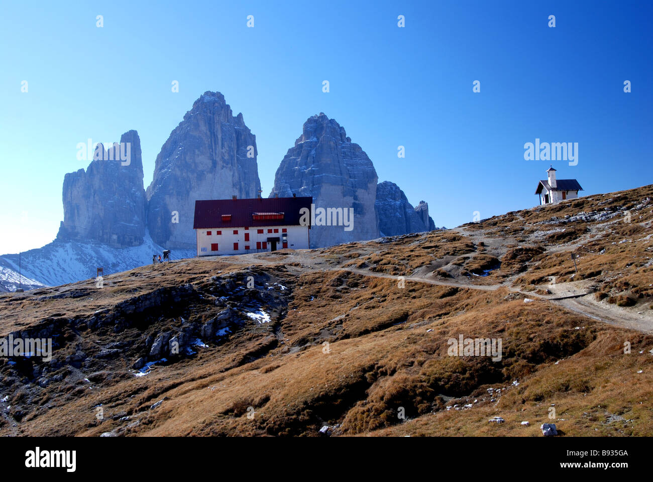 Refugio Lacoatelli, Drei Zinnem Hütte, Dolomiti, Italia Foto Stock