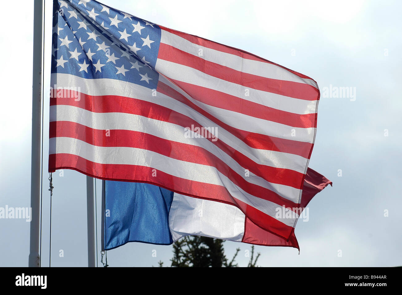 Bandiere di Francia e Stati Uniti Foto Stock