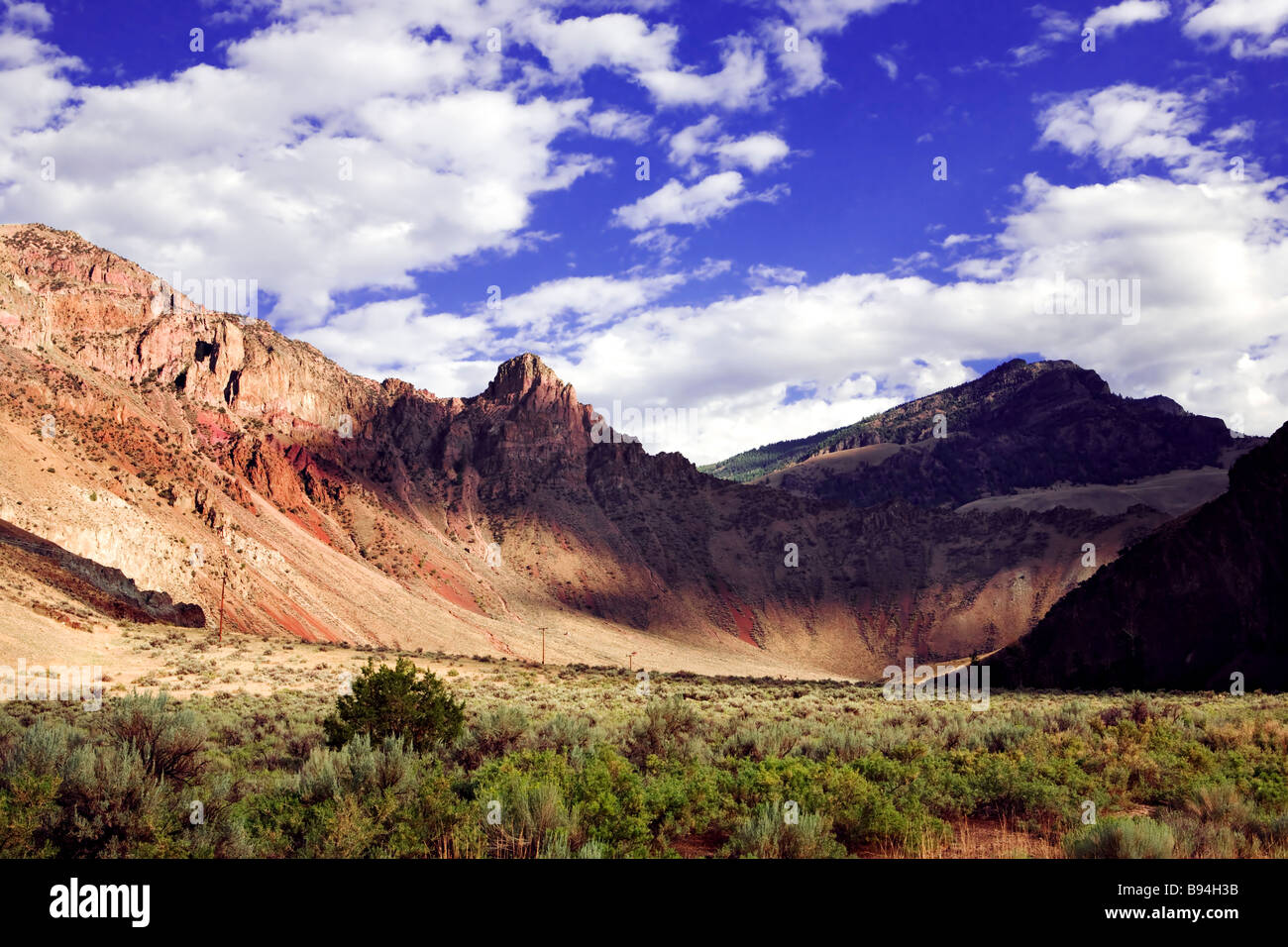 Salmon River Valley lungo U.S. L'autostrada 93 vicino Challis, Idaho. Ampi spazi aperti. Foto Stock