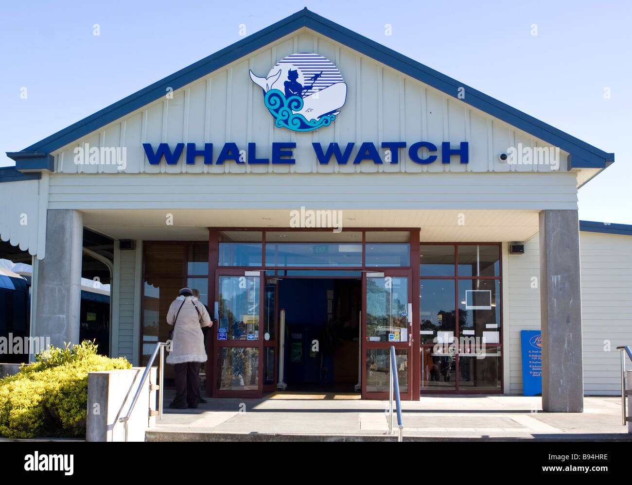 Whale Watch edificio Kaikoura Nuova Zelanda Foto Stock