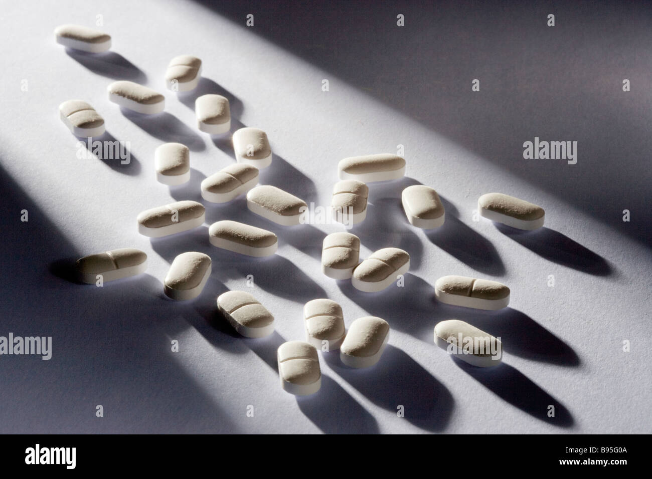 Pillole bianche Foto Stock