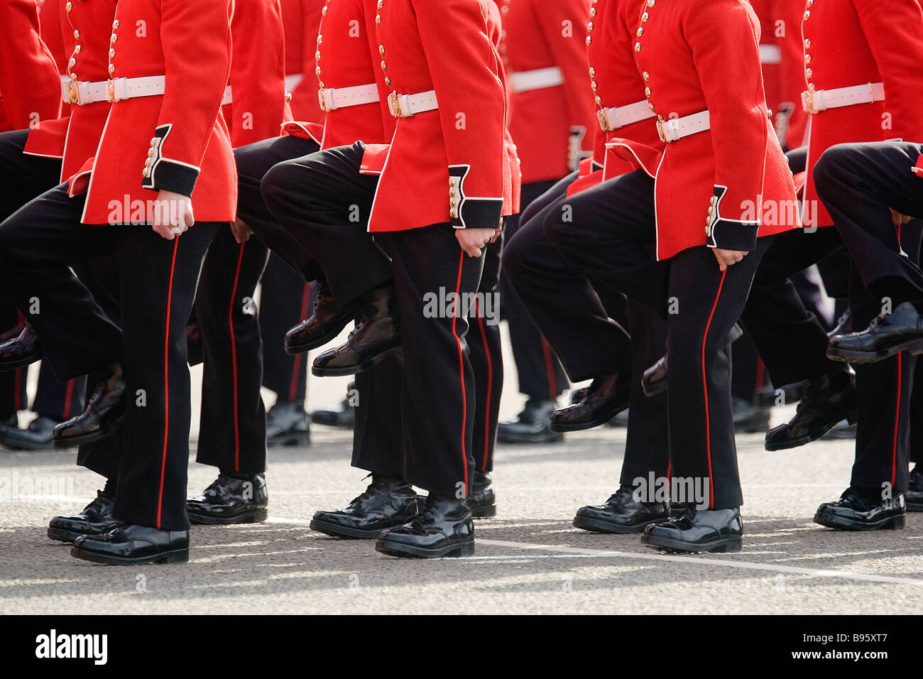 Il primo battaglione irlandese Guardie su parade presso il Victoria Barracks Windsor REGNO UNITO su il giorno di San Patrizio Foto Stock