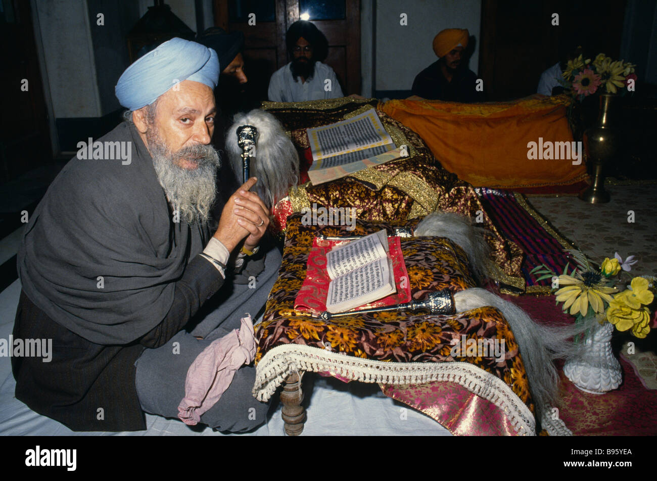 INDIA Asia del Sud Bihar Patna continua lettura del Guru Granth Sahib Sikh libro santo. Foto Stock