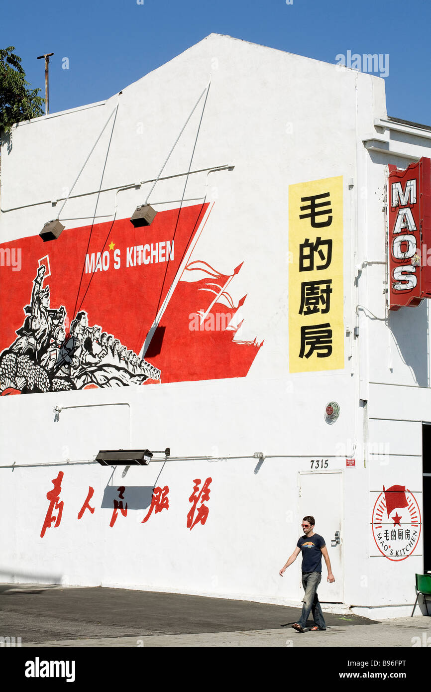 Gli Stati Uniti, California, Los Angeles, Hollywood, Melrose Avenue, nella parte anteriore del Mao cucina del ristorante cinese Foto Stock