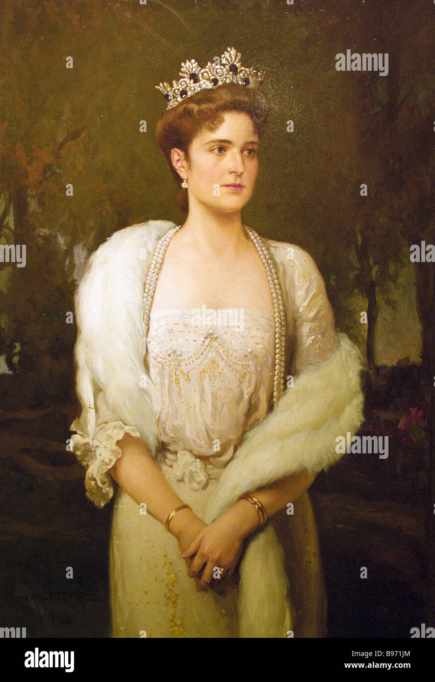 Ritratto di imperatrice Alexandra consorte della Russia s imperatore Nicola II 1914 il dipinto è apparso all'esposizione infanzia in Foto Stock