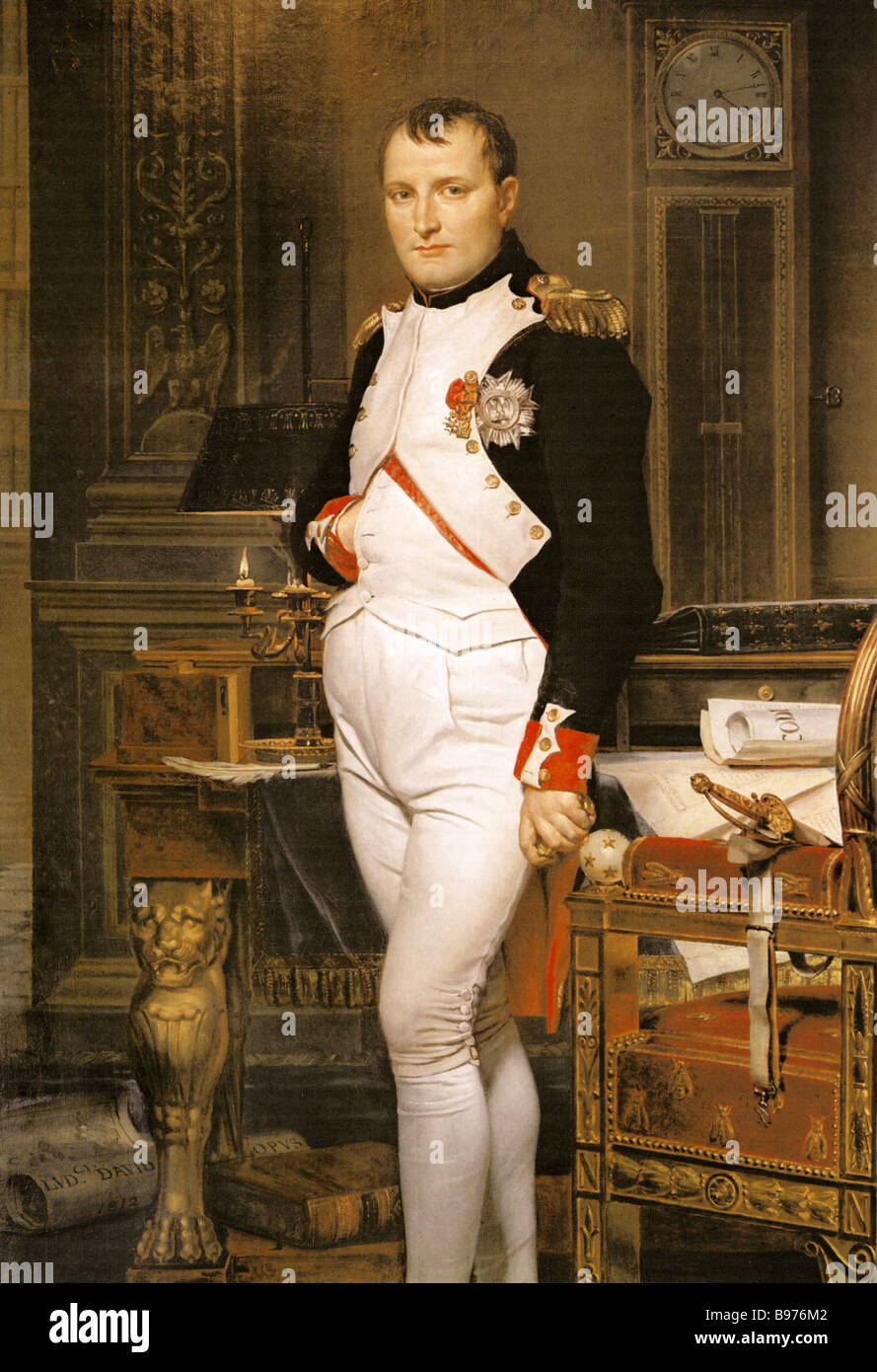 Napoleone Bonaparte - Incisione sulla base di Jacques Louis David ritratto di 1812 Foto Stock