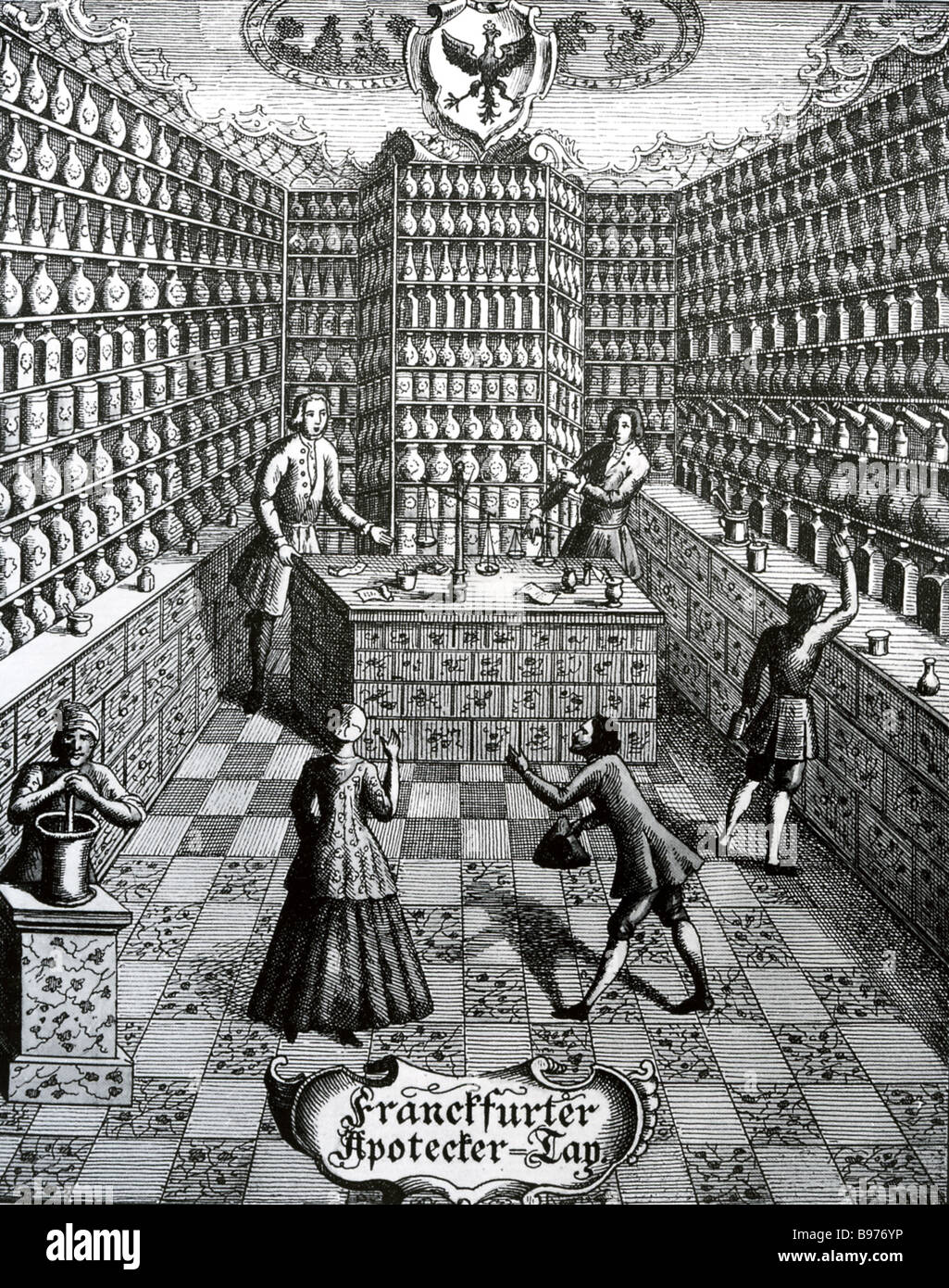 Farmacia a Francoforte in Germania alla fine del seicento Foto Stock