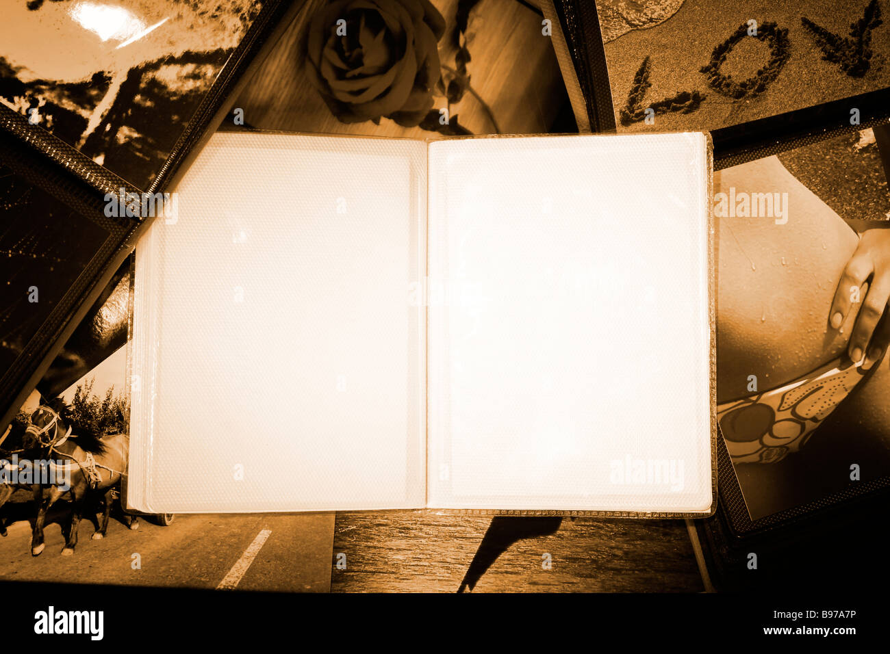 Album fotografico con spazio di copia Foto Stock