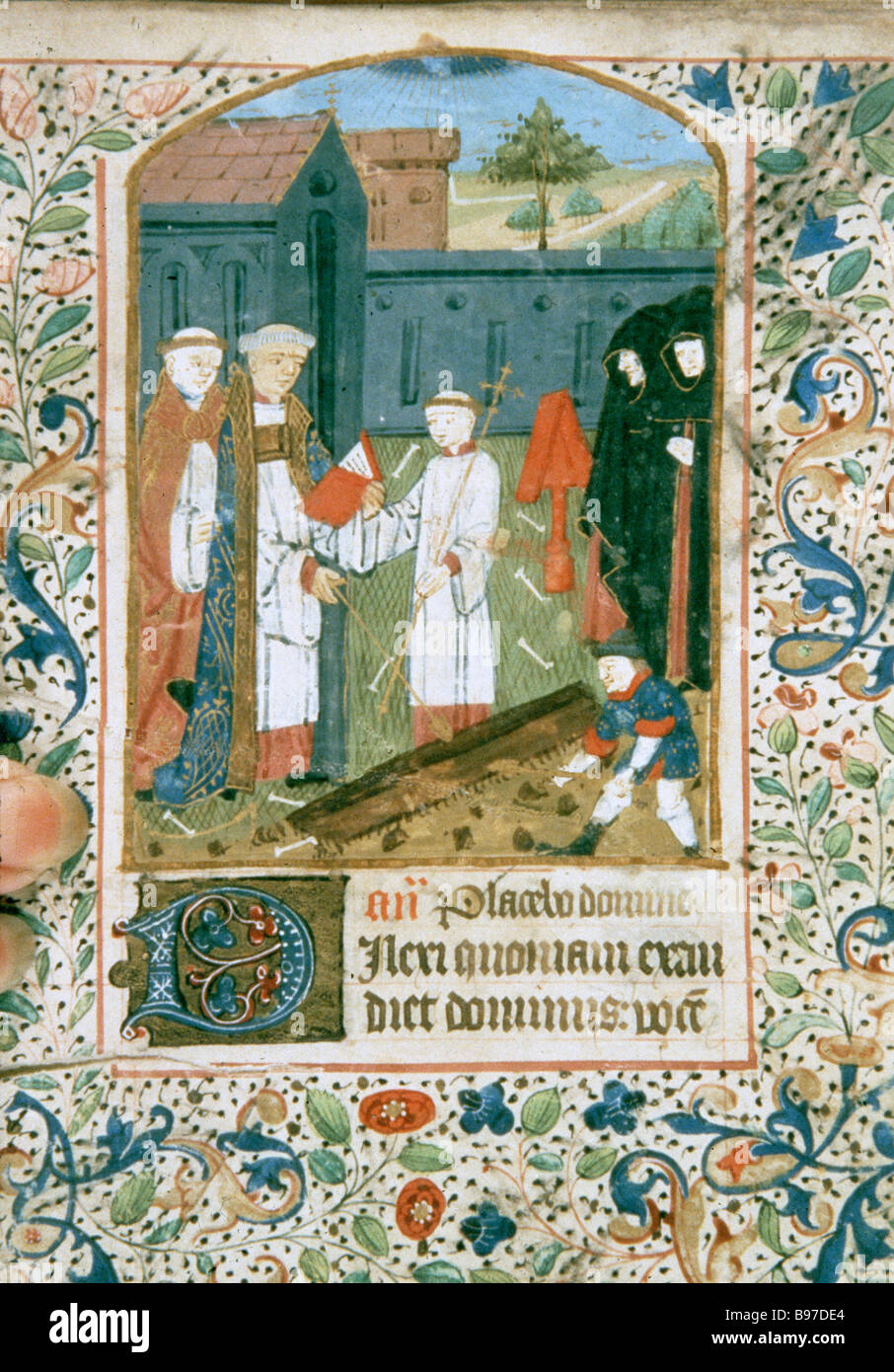 La sepoltura, xiv secolo Libro d Ore, South African Library, Città del Capo Foto Stock