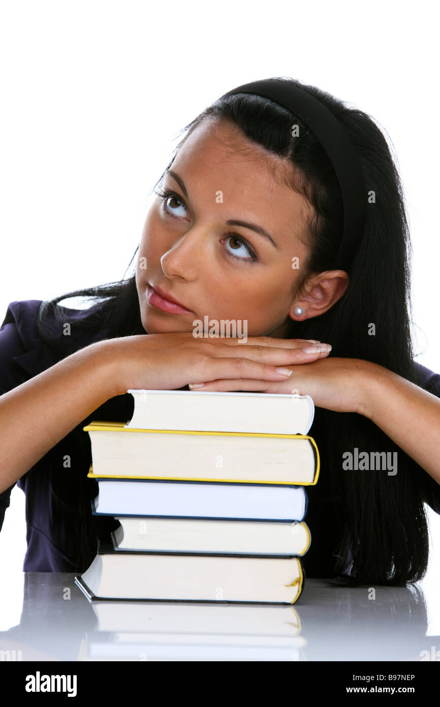 Giovane donna con libri Foto Stock