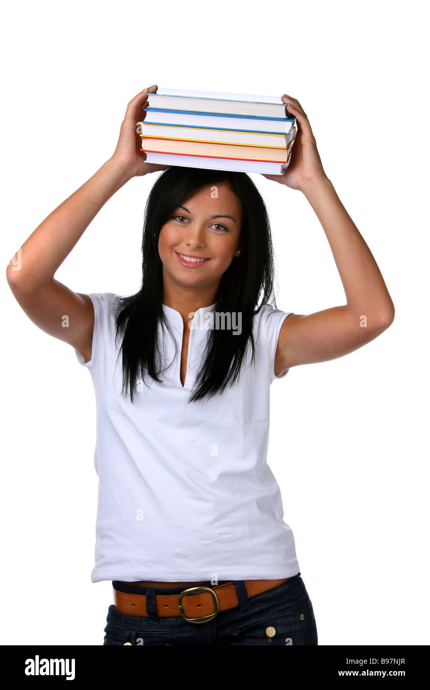 Giovane donna con libri Foto Stock