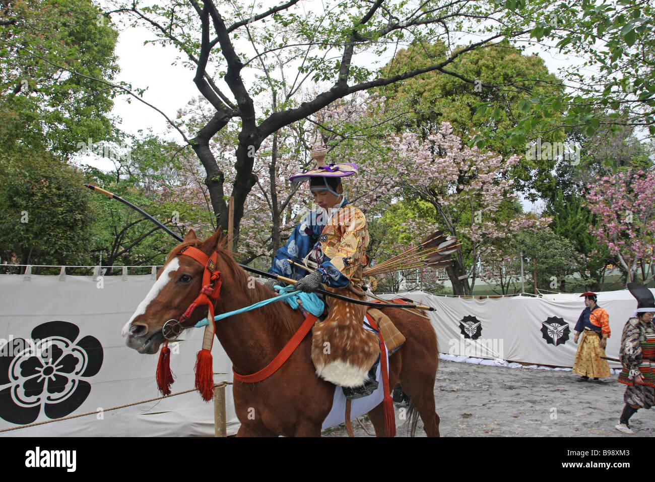 Yabusame o a cavallo tiro con l'arco presso il parco Sumida Foto Stock