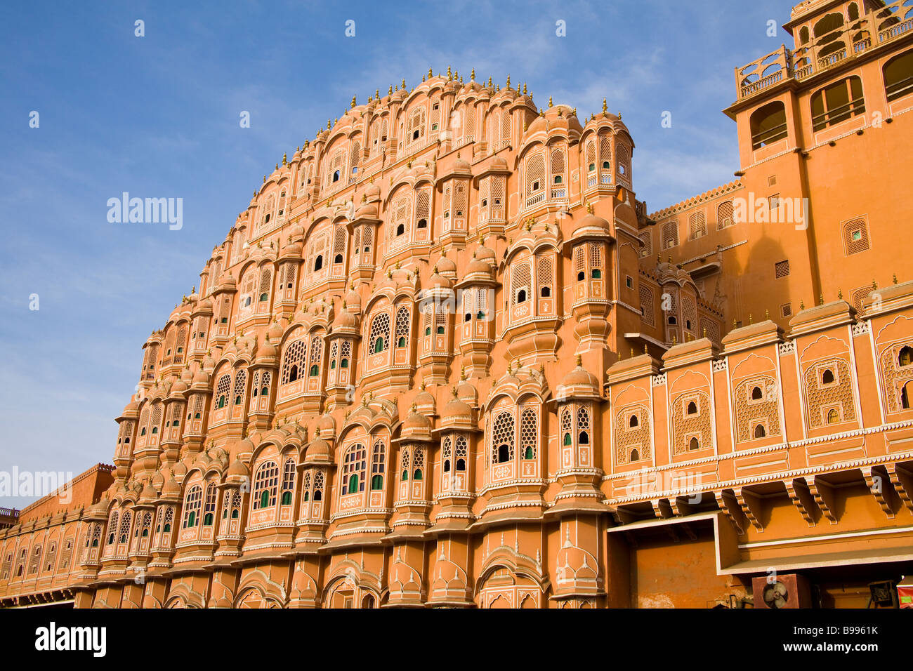Palazzo di venti, Hawa Mahal, costruita nel 1799, Città Rosa, Jaipur, Rajasthan, India Foto Stock