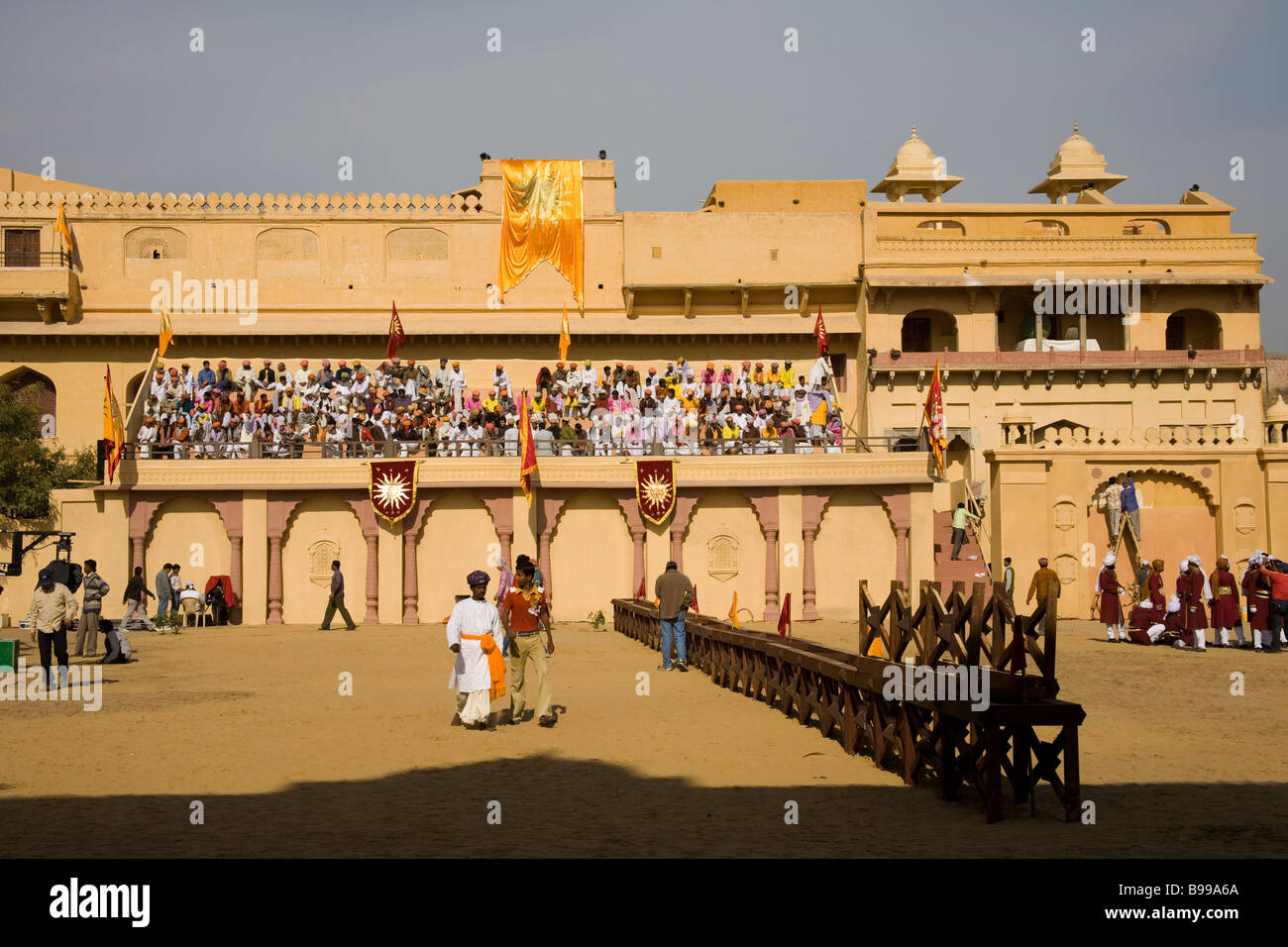Set cinematografico presso l'Ambra Palace, noto anche come Forte Amber, ambra, vicino a Jaipur, Rajasthan, India Foto Stock