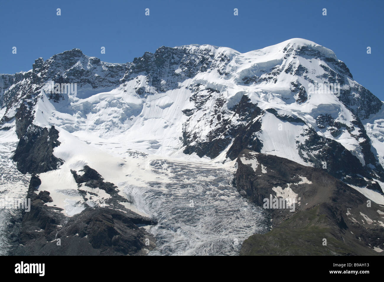 Breithorn, a 4000m di montagna in Svizzera, vicino a Zermatt Foto Stock