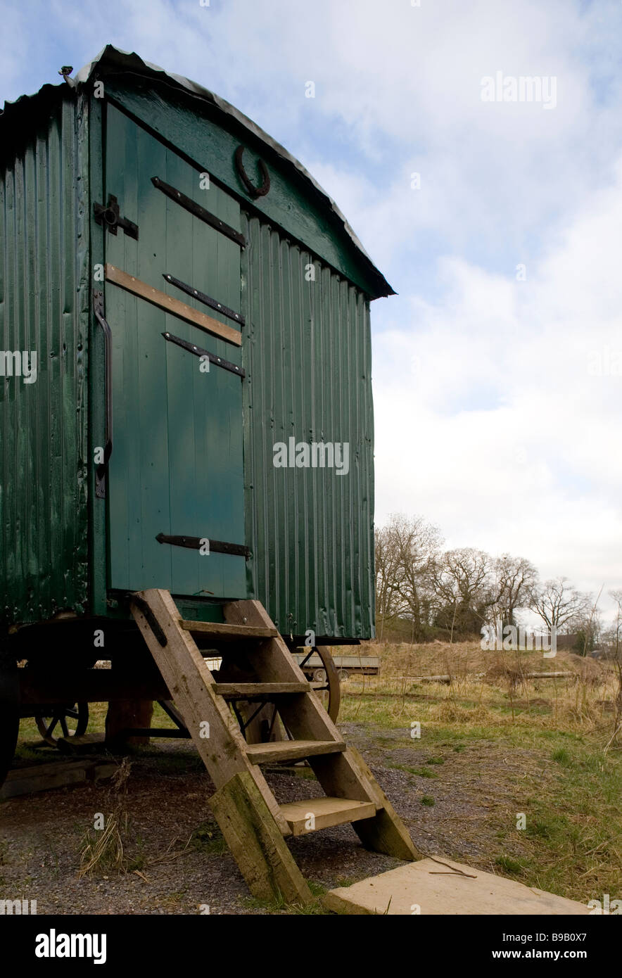 Una vista generale di una capanna di stagno utilizzato per vacanze nella campagna del Devon. Foto Stock