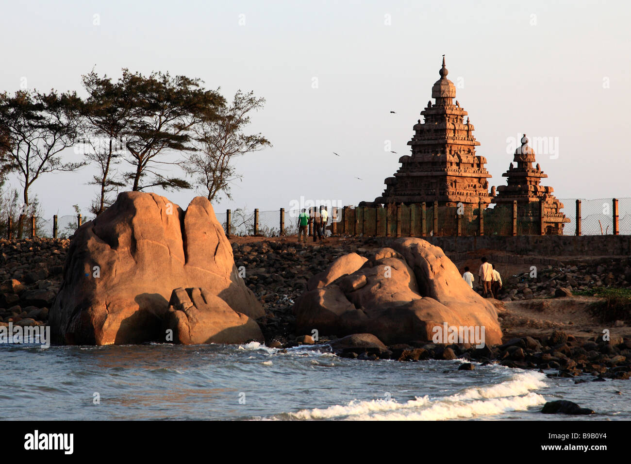 India Tamil Nadu Mamallapuram Mahabalipuram Shore Temple Foto Stock