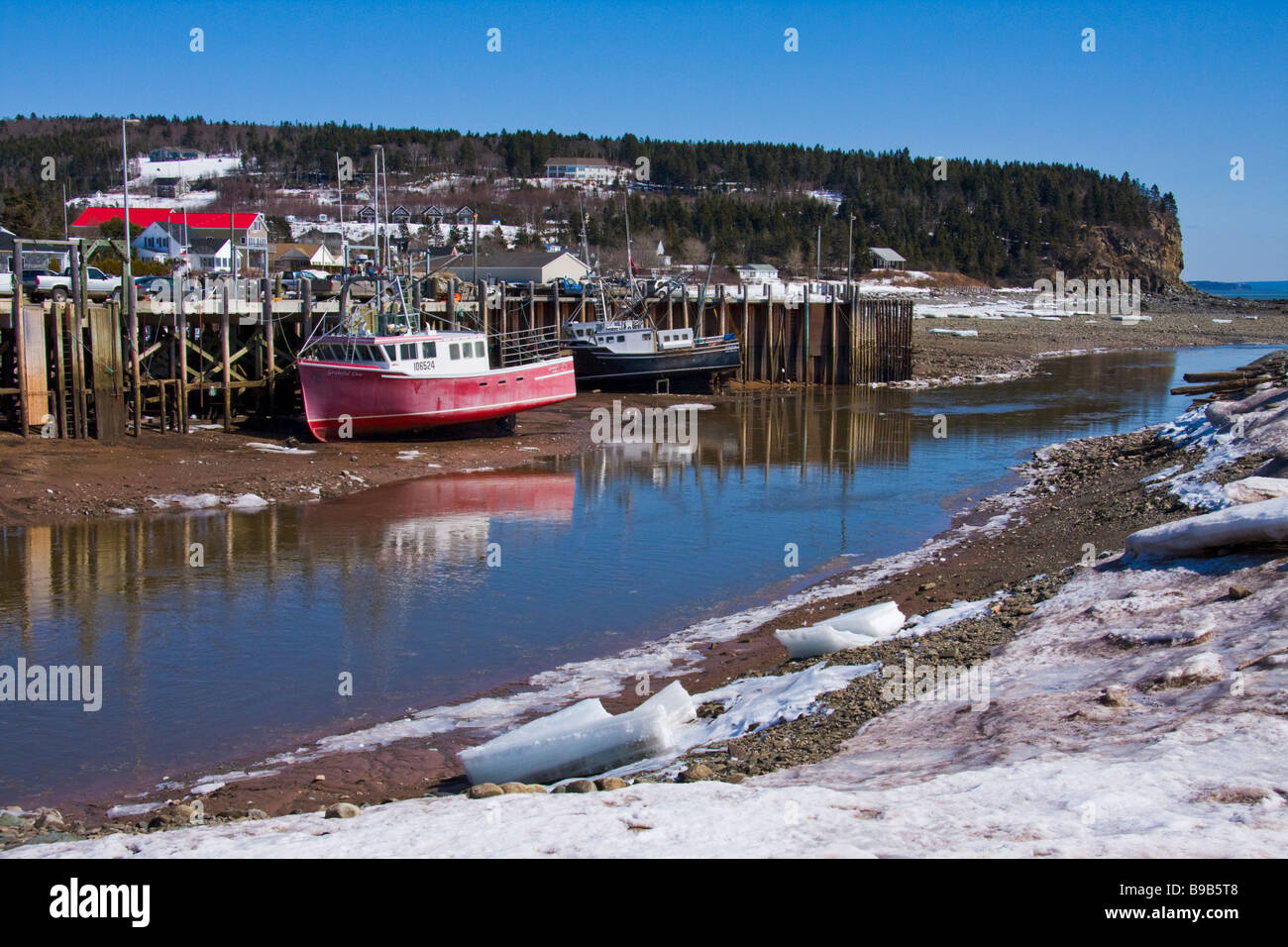 Bassa marea - Alma, Baia di Fundy, New Brunswick, Canada Foto Stock