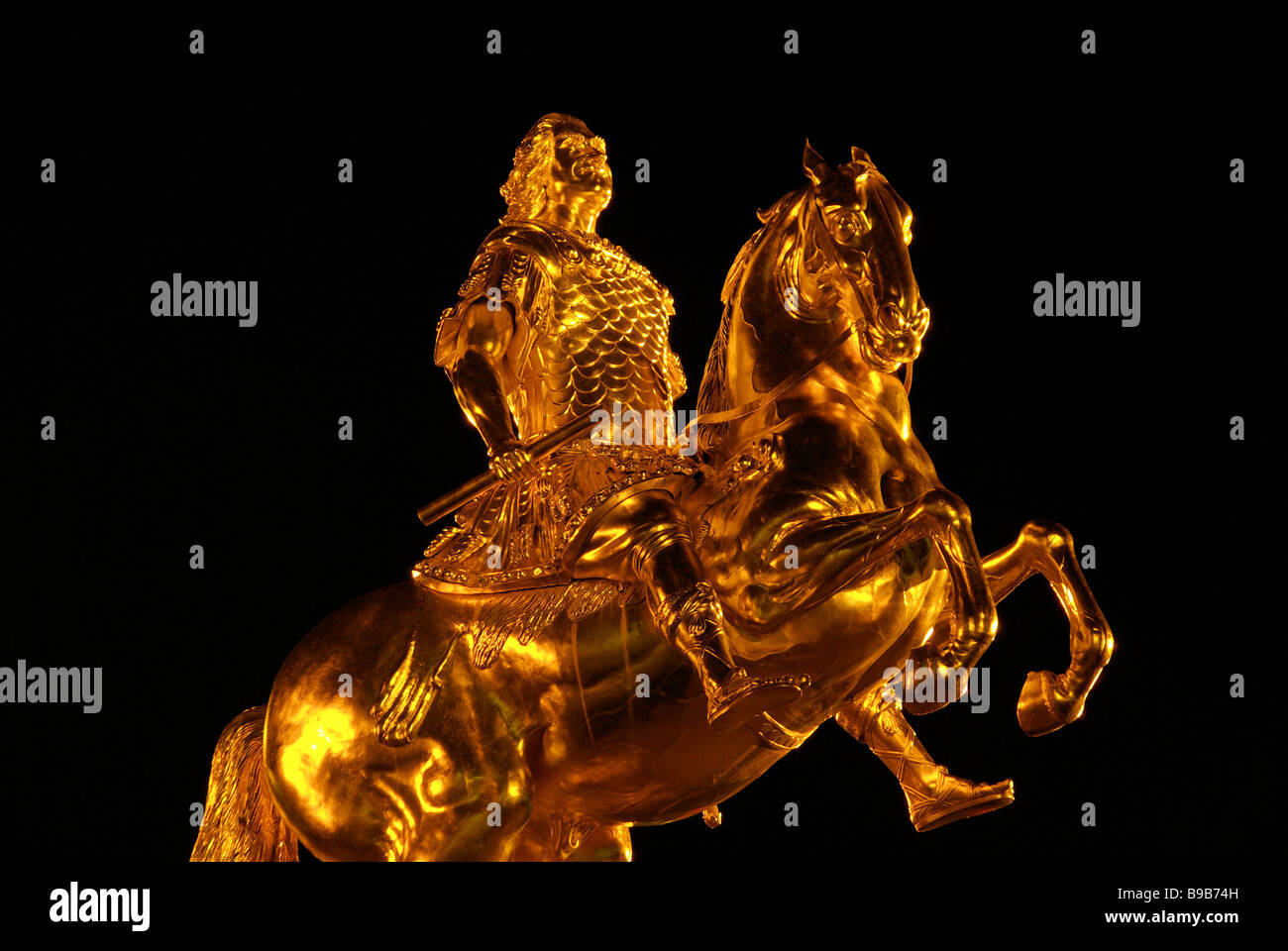 Dresden Goldener Reiter Nacht Dresden Golden Knight notte 08 Foto Stock