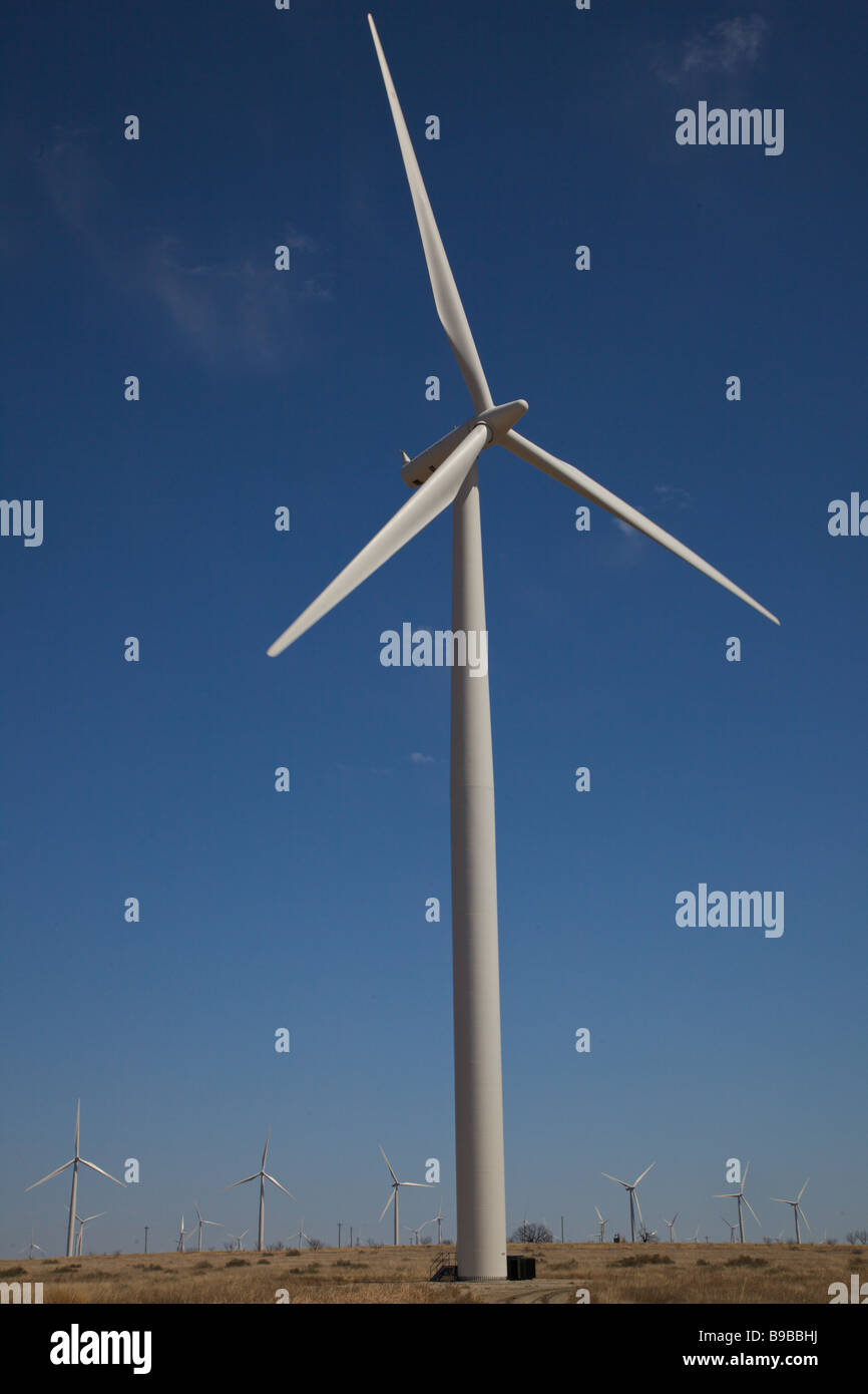 Turbine eoliche che generano elettricità a cava di cavallo fattoria eolica Nolan county Texas il più grande del mondo Foto Stock