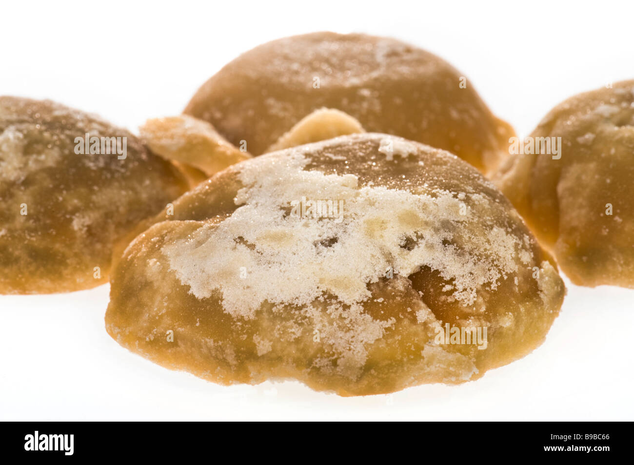 Palm palmsugar zucchero pellet essiccati a secco Struttura dolce succo di frutta linguette incredient dolcificante canna da zucchero torta fatta a mano a mano MARRONE Foto Stock