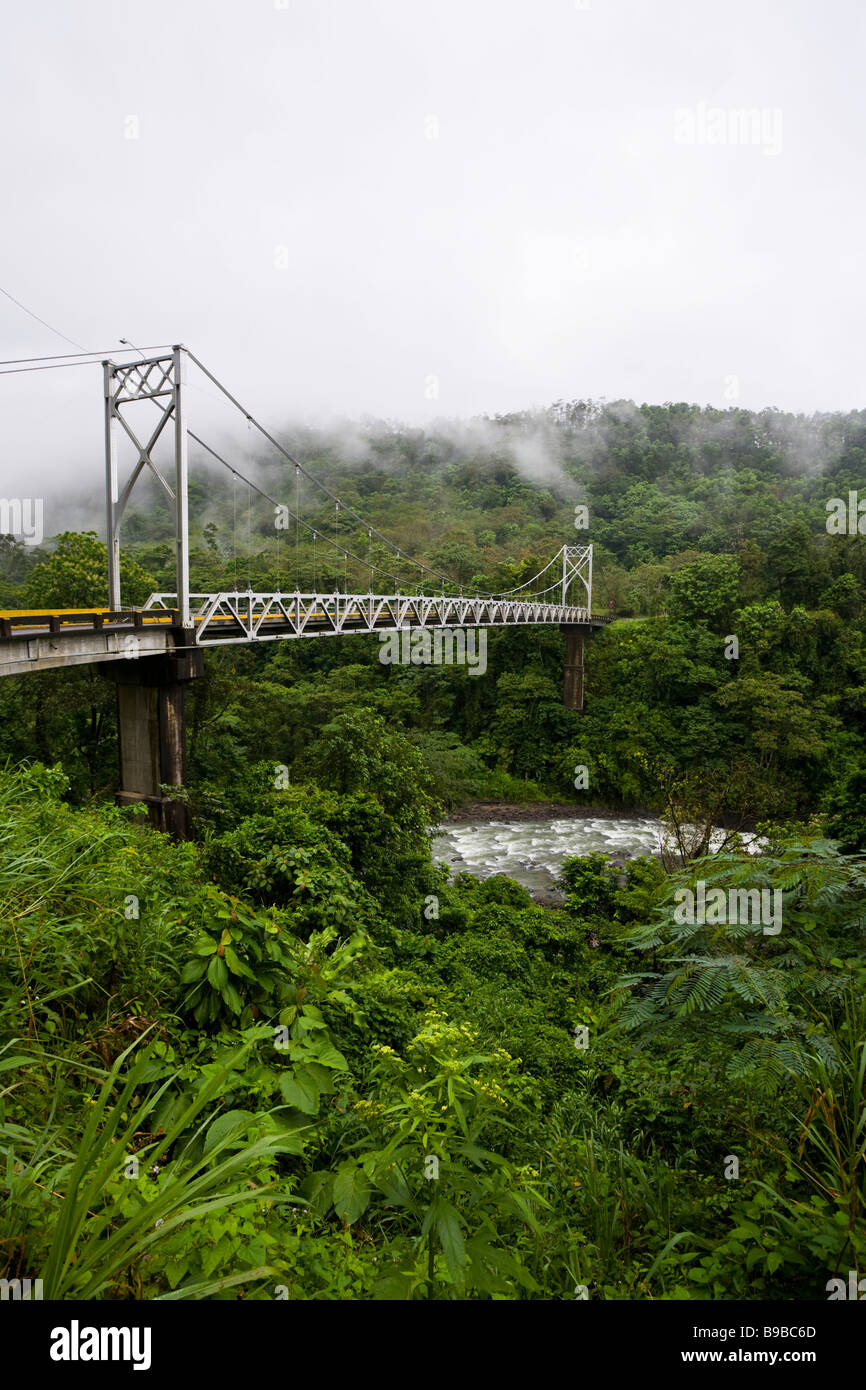 San Isidro de Peñas Blancas sospensione ponte attraversa la Penas Blancas fiume in Costa Rica centrale. Foto Stock