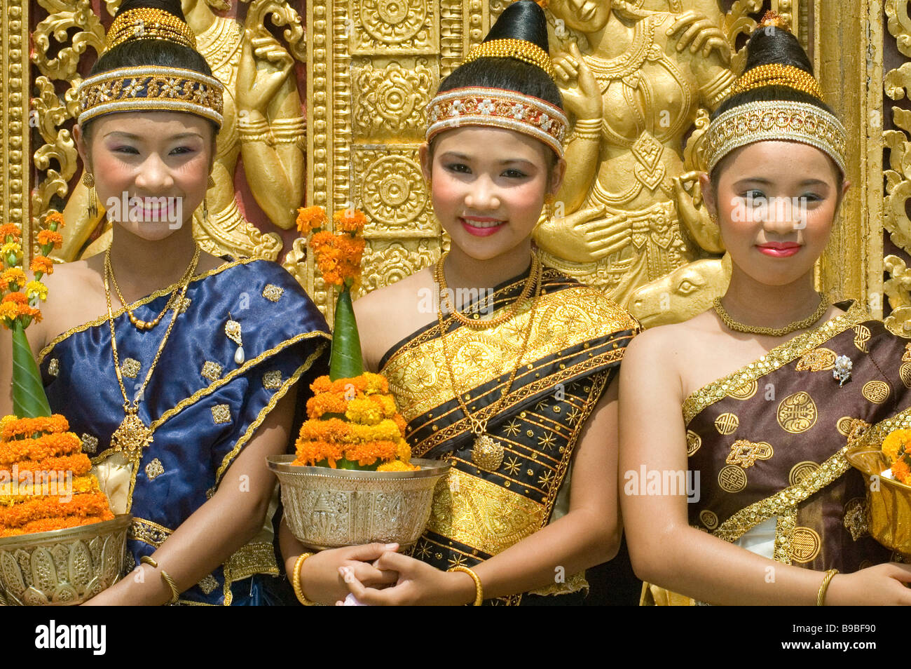Luang Prabang bun pai Laos water festival parade ragazza piuttosto concorso di bellezza Foto Stock