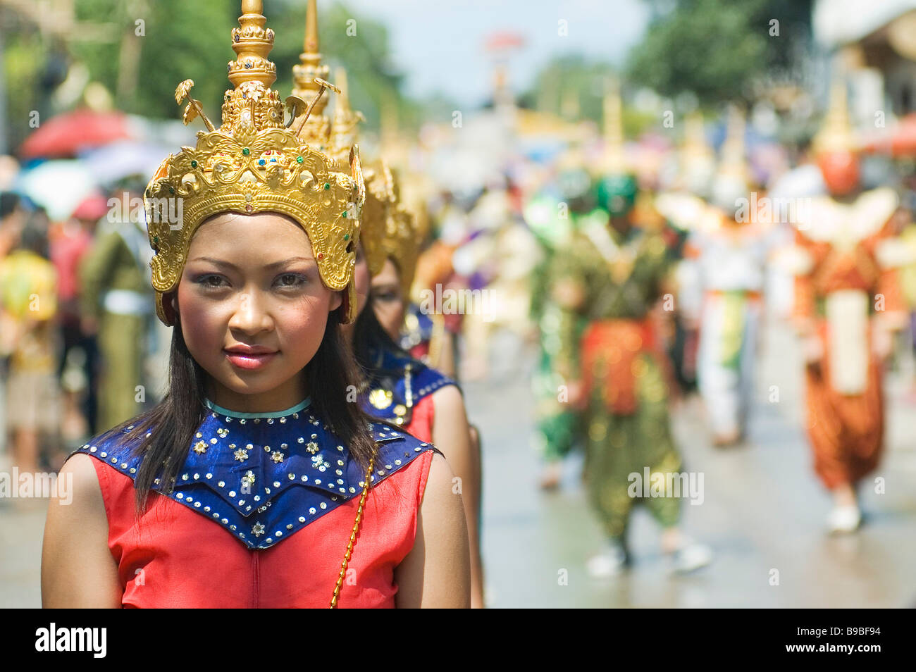 Luang Prabang bun pai Laos water festival parade Foto Stock