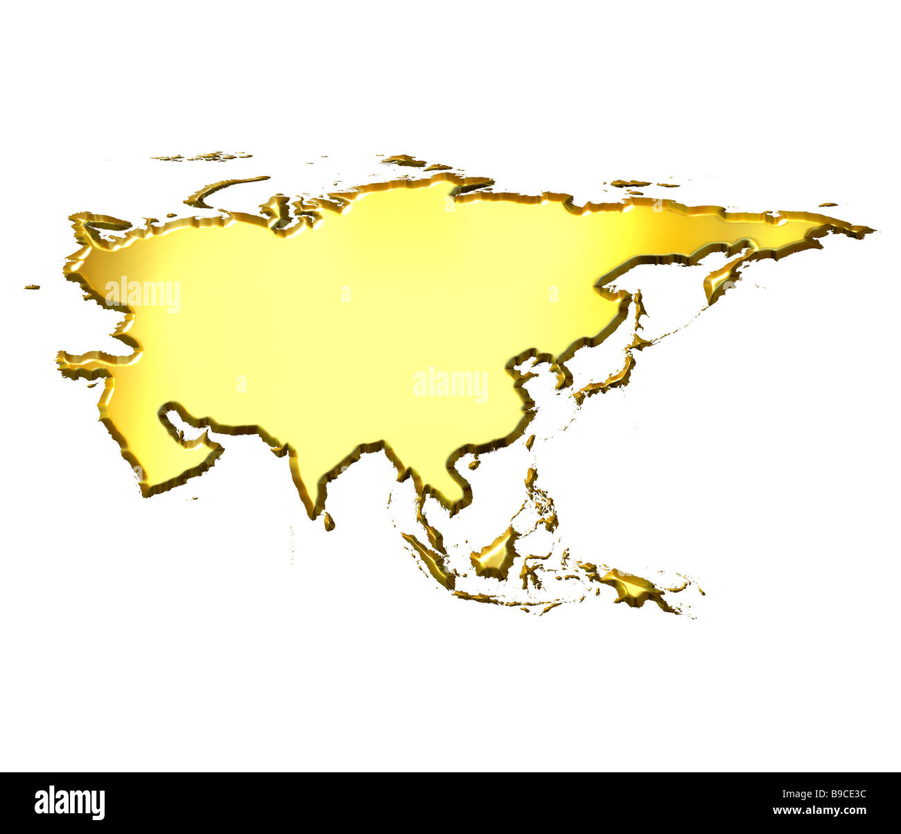 Asia 3d golden mappa Foto Stock