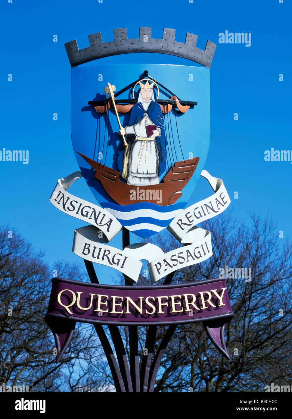 Lo stemma della ex Royal Burgh di Queensferry, South Queensferry, Edimburgo, Scozia, Regno Unito. Foto Stock