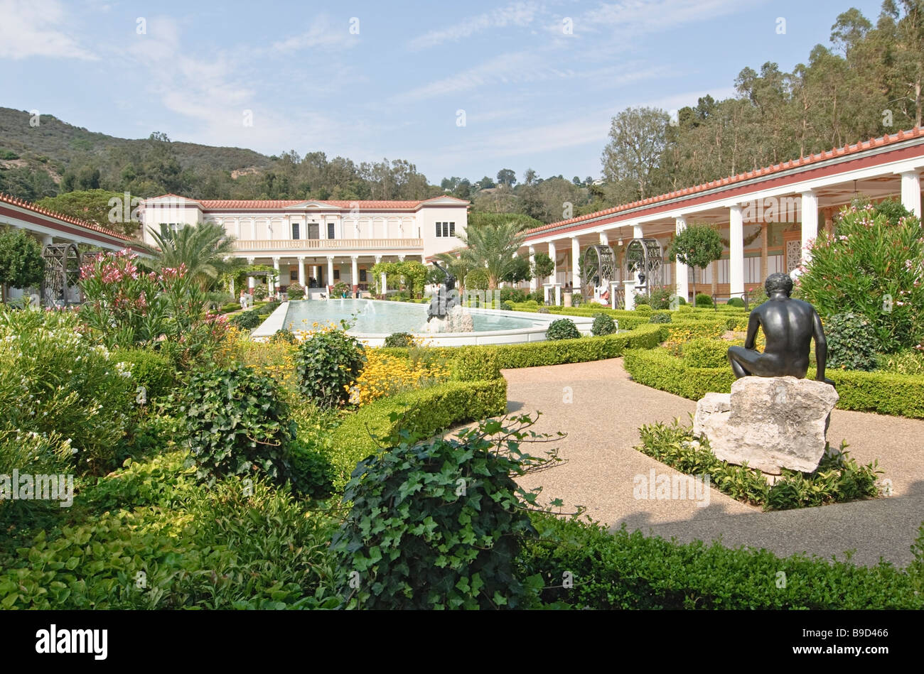 Il Getty Villa cortile principale. Foto Stock