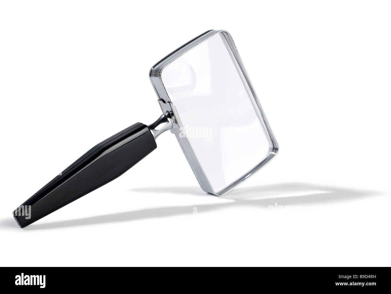 Ingrandire il vetro con impugnatura nera Foto Stock