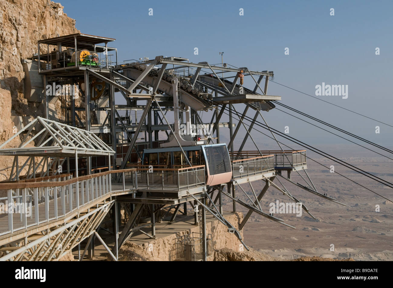 Funivie stazione di Masada sito archeologico Mar Morto Israele Foto Stock