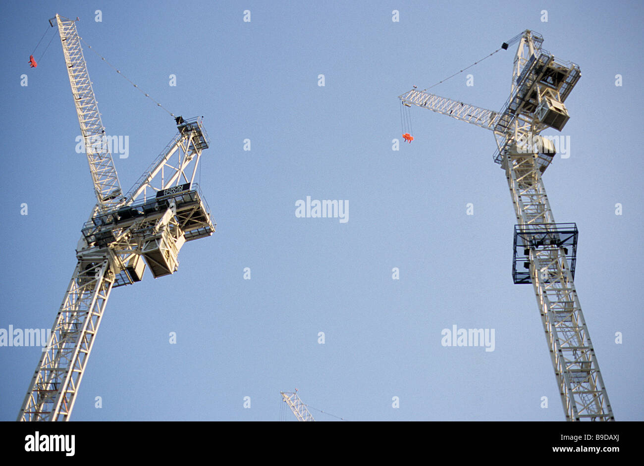 Dettaglio della gru a torre a lavorare sul sito di Heron Tower, nella città di Londra. Foto Stock